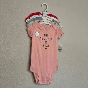 NWT Girls Carter's Bodysuits 24 Months Easter Spring Pink White Blue Gray 5-Pack